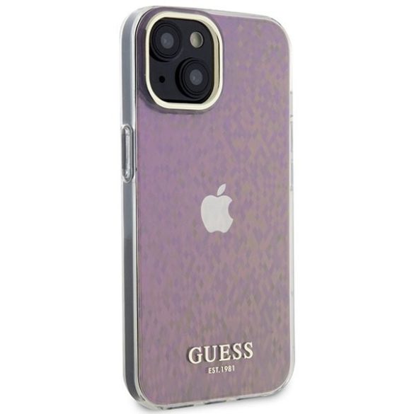 Guess GUHCP15SHDECMP iPhone 15 / 14 / 13 6.1" rózsaszín keménytok IML Faceted Mirror Disco Iridescent