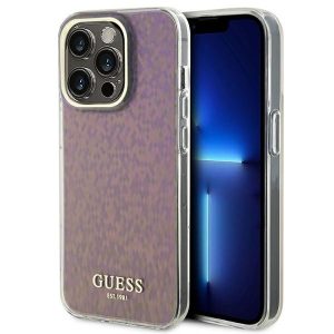 Guess GUHCP15LHDECMP iPhone 15 Pro 6.1" rózsaszín keménytok IML Faceted Mirror Disco Irizáló tükör