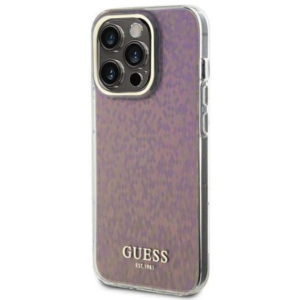 Guess GUHCP15LHDECMP iPhone 15 Pro 6.1" rózsaszín keménytok IML Faceted Mirror Disco Irizáló tükör