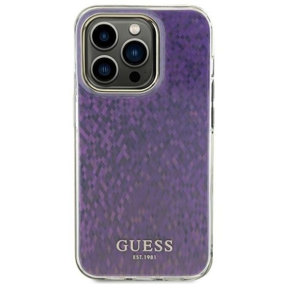Guess GUHCP15LHDECMP iPhone 15 Pro 6.1" rózsaszín keménytok IML Faceted Mirror Disco Irizáló tükör