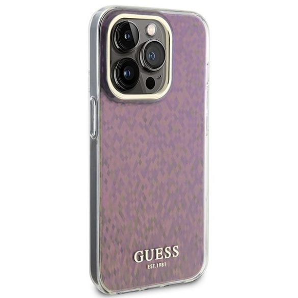 Guess GUHCP15LHDECMP iPhone 15 Pro 6.1" rózsaszín keménytok IML Faceted Mirror Disco Irizáló tükör