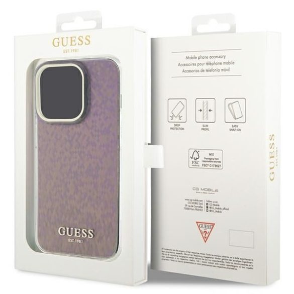 Guess GUHCP15LHDECMP iPhone 15 Pro 6.1" rózsaszín keménytok IML Faceted Mirror Disco Irizáló tükör