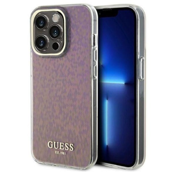 Guess GUHCP15XHDECMP iPhone 15 Pro Max 6.7" rózsaszín keménytok IML Faceted Mirror Disco Irizáló tükör