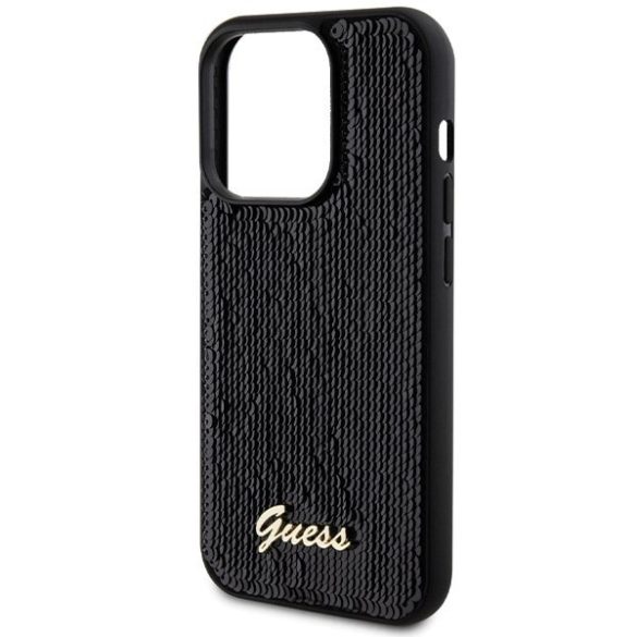 Guess GUHCP13LPSFDGSK iPhone 13 Pro / 13 6.1" fekete keménytok Sequin Script Metal