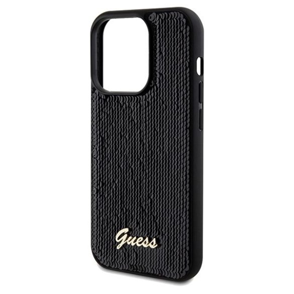 Guess GUHCP14XPSFDGSK iPhone 14 Pro Max 6.7" fekete/arany keménytok Sequin Script Metal