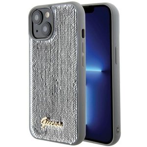 Guess GUHCP15SPSFDGSS iPhone 15 6.1" ezüst keménytok Sequin Script Metal