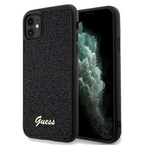 Guess GUHCN61PMSDGSK iPhone 11 / Xr 6.1" fekete keménytok Disco Metal Script