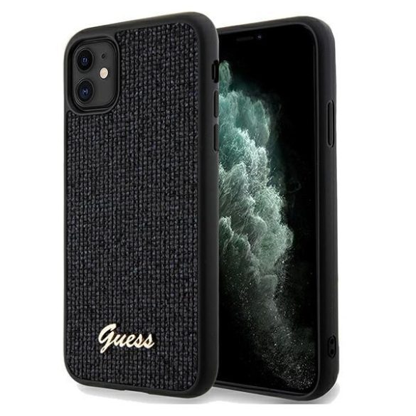 Guess GUHCN61PMSDGSK iPhone 11 / Xr 6.1" fekete keménytok Disco Metal Script