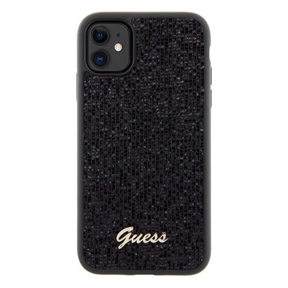 Guess GUHCN61PMSDGSK iPhone 11 / Xr 6.1" fekete keménytok Disco Metal Script