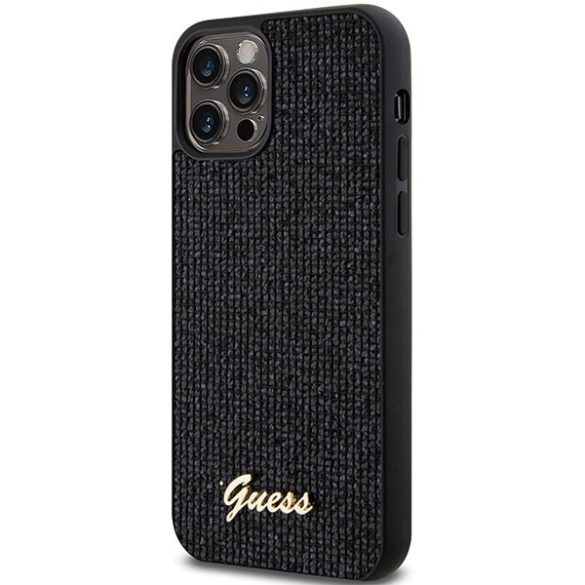 Guess GUHCP12MPMSDGSK iPhone 12/12 Pro 6.1" fekete keménytok Disco Metal Script