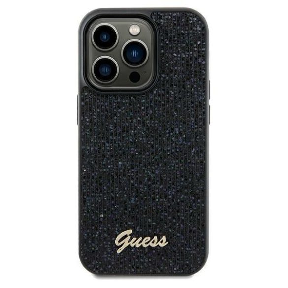 Guess GUHCP12MPMSDGSK iPhone 12/12 Pro 6.1" fekete keménytok Disco Metal Script