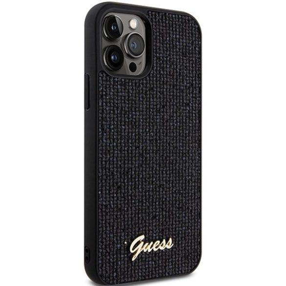 Guess GUHCP12MPMSDGSK iPhone 12/12 Pro 6.1" fekete keménytok Disco Metal Script