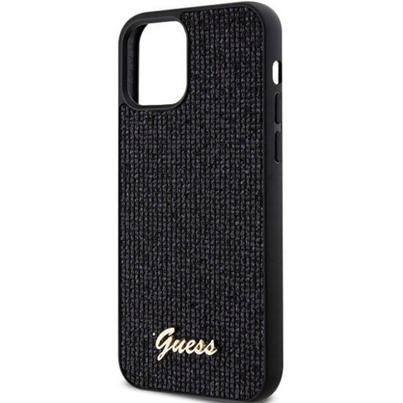 Guess GUHCP12MPMSDGSK iPhone 12/12 Pro 6.1" fekete keménytok Disco Metal Script