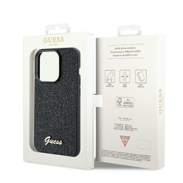 Guess GUHCP13LPMSDGSK iPhone 13 Pro / 13 6.1" fekete keménytok Disco Metal Script