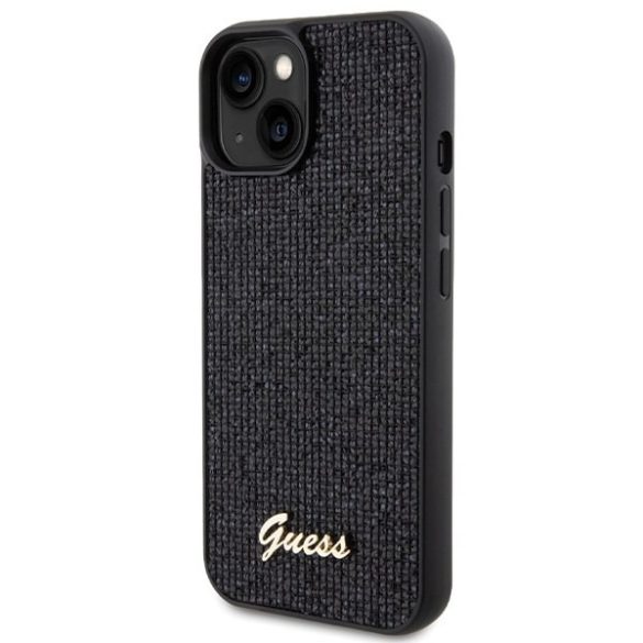 Guess GUHCP15SPMSDGSK iPhone 15 6.1" fekete keménytok Disco Metal Script