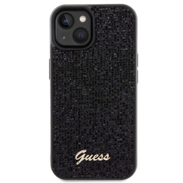 Guess GUHCP15SPMSDGSK iPhone 15 6.1" fekete keménytok Disco Metal Script