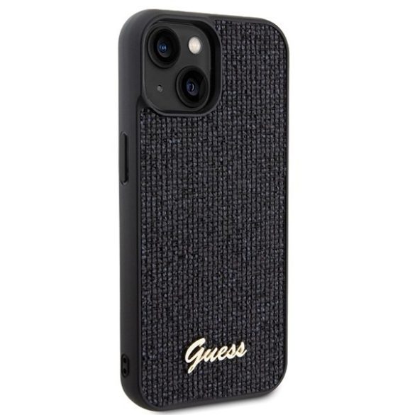 Guess GUHCP15SPMSDGSK iPhone 15 6.1" fekete keménytok Disco Metal Script