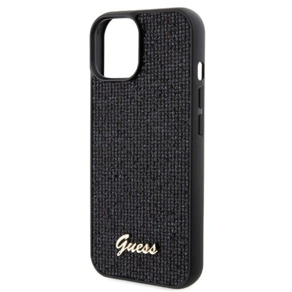 Guess GUHCP15SPMSDGSK iPhone 15 6.1" fekete keménytok Disco Metal Script