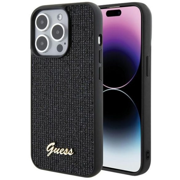 Guess GUHCP15LPMSDGSK iPhone 15 Pro 6.1" fekete keménytok Disco Metal Script