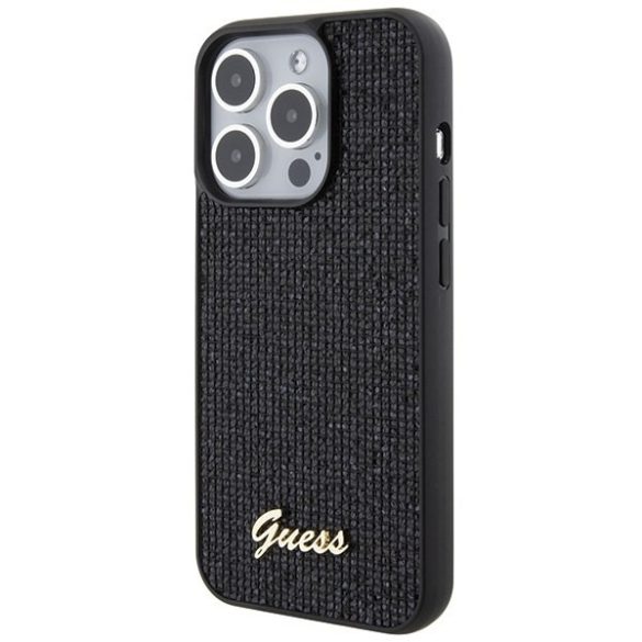 Guess GUHCP15LPMSDGSK iPhone 15 Pro 6.1" fekete keménytok Disco Metal Script