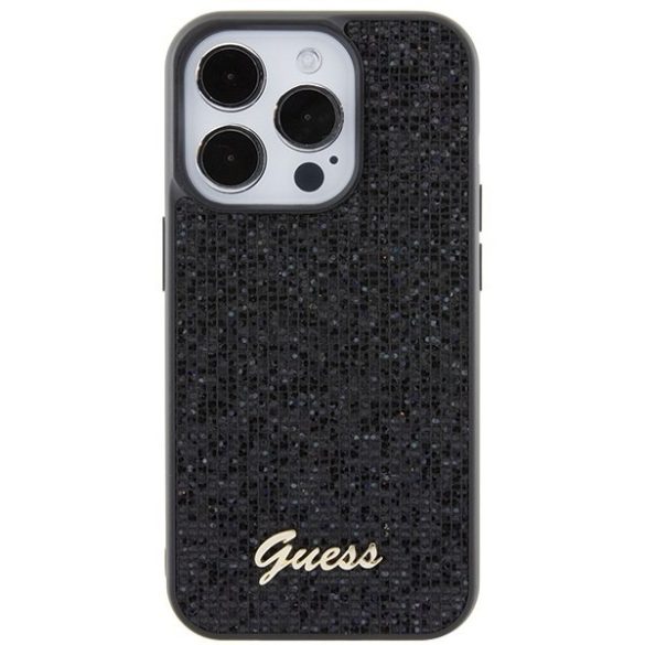 Guess GUHCP15LPMSDGSK iPhone 15 Pro 6.1" fekete keménytok Disco Metal Script