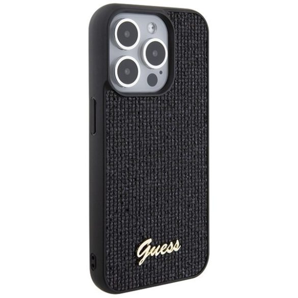 Guess GUHCP15LPMSDGSK iPhone 15 Pro 6.1" fekete keménytok Disco Metal Script