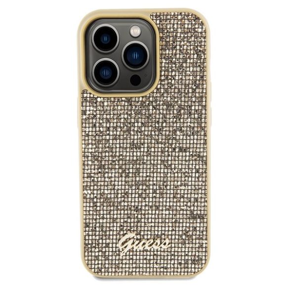 Guess GUHCP14LPMSDGSD iPhone 14 Pro 6.1" arany keménytok Disco Metal Script