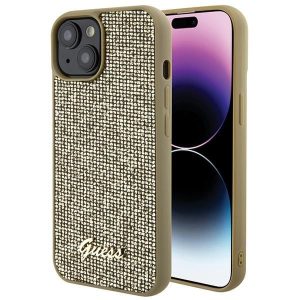 Guess GUHCP15SPMSDGSD iPhone 15 / 14 / 13 6,1" arany keménytok Disco Metal Script