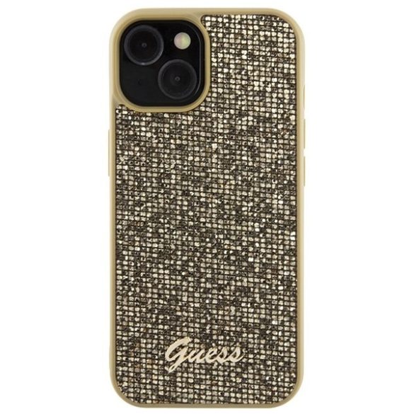 Guess GUHCP15SPMSDGSD iPhone 15 / 14 / 13 6,1" arany keménytok Disco Metal Script