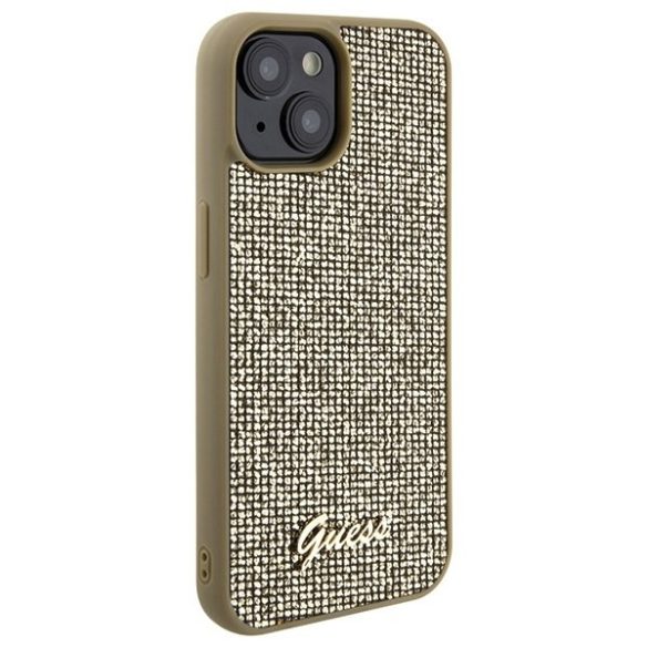 Guess GUHCP15SPMSDGSD iPhone 15 / 14 / 13 6,1" arany keménytok Disco Metal Script