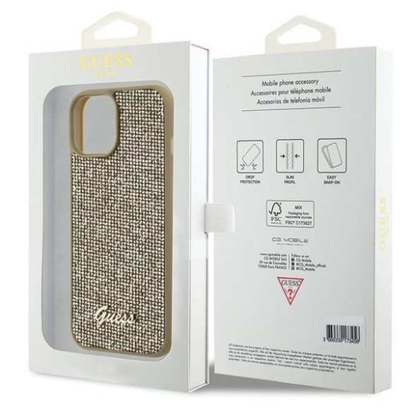 Guess GUHCP15SPMSDGSD iPhone 15 / 14 / 13 6,1" arany keménytok Disco Metal Script