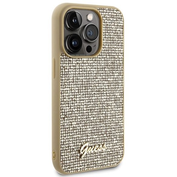 Guess GUHCP15LPMSDGSD iPhone 15 Pro 6.1" arany keménytok Disco Metal Script