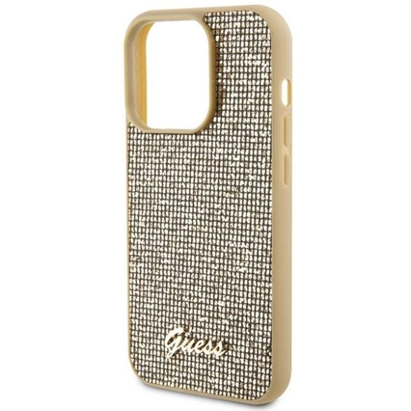 Guess GUHCP15LPMSDGSD iPhone 15 Pro 6.1" arany keménytok Disco Metal Script