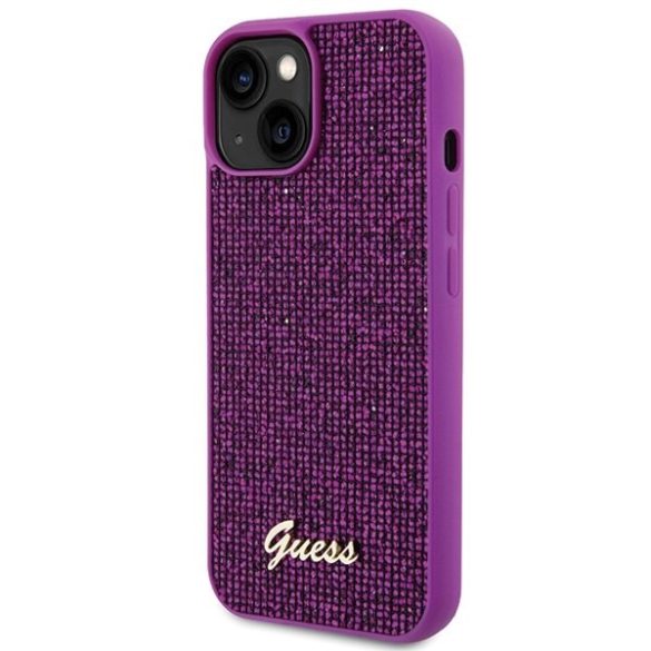 Guess GUHCP15SPMSDGSF iPhone 15 6.1" fukszia színű keménytok Disco Metal Script tok