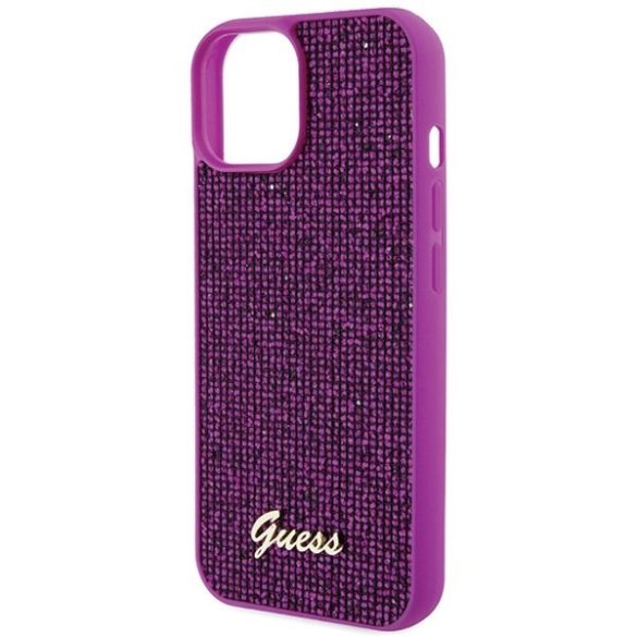 Guess GUHCP15SPMSDGSF iPhone 15 6.1" fukszia színű keménytok Disco Metal Script tok