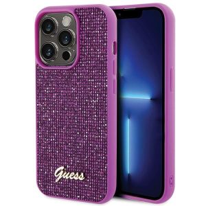 Guess GUHCP15LPMSDGSF iPhone 15 Pro 6.1" fukszia keménytok Disco Metal Scrip