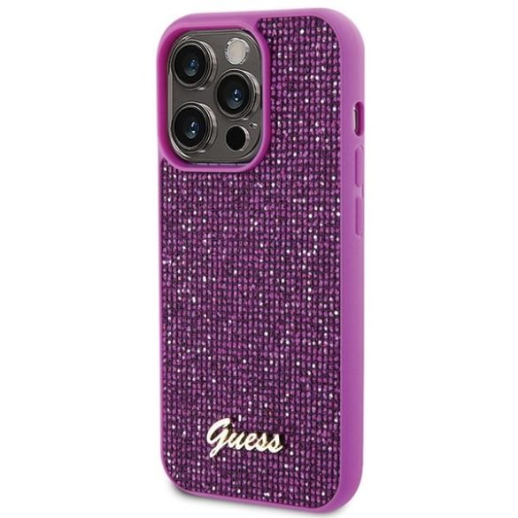 Guess GUHCP15LPMSDGSF iPhone 15 Pro 6.1" fukszia keménytok Disco Metal Scrip