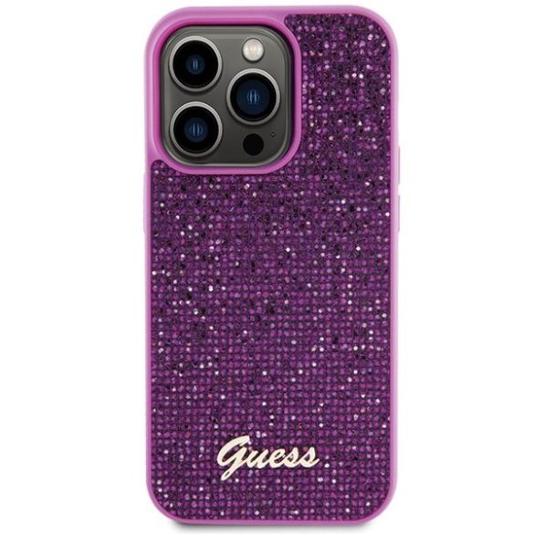 Guess GUHCP15LPMSDGSF iPhone 15 Pro 6.1" fukszia keménytok Disco Metal Scrip