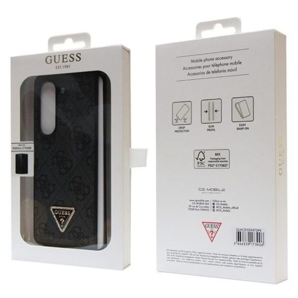 Guess GUHCZFD5P4TDPK F946 Z Fold5 fekete keménytok bőr 4G Diamond Triangle