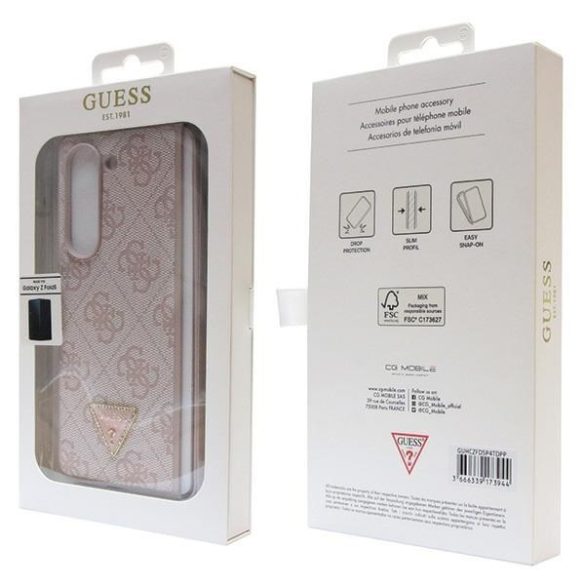 Guess GUHCZFD5P4TDPP F946 Z Fold5 rózsaszín keménytok bőr 4G háromszög Strass