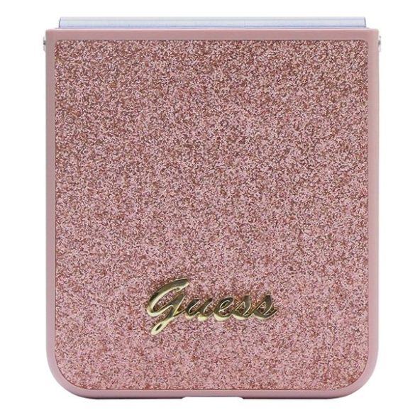 Guess GUHCZF5HGGSHP F731 Z Flip5 rózsaszín keménytok Glitter Script