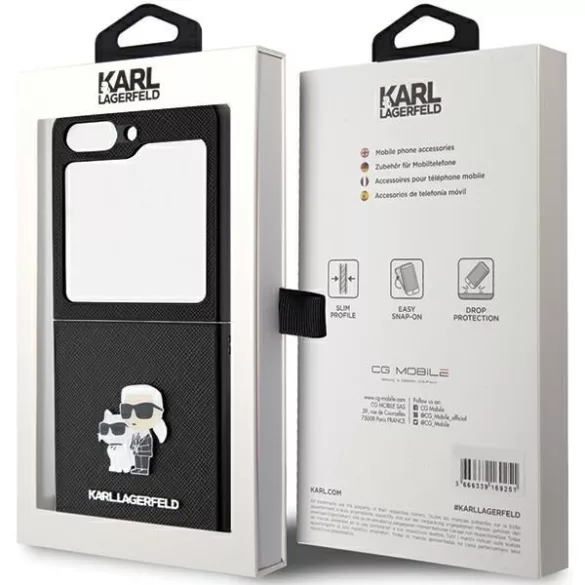 Karl Lagerfeld KLHCZF5SAKCNPK Sam Z Flip5 F731 keménytok fekete Saffiano Karl&Choupette Pin