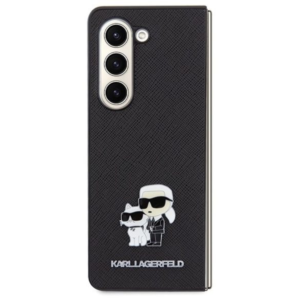 Karl Lagerfeld KLHCZFD5SAKCNPK Z Fold5 F946 keménytok fekete Saffiano Karl&Choupette kitűző