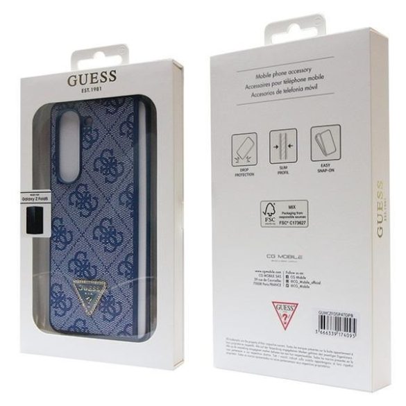 Guess GUHCZFD5P4TDPB F946 Z Fold5 kék keménytok bőr 4G háromszög Strass