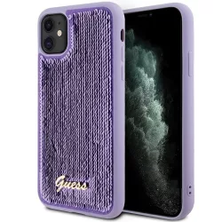   Guess GUHCN61PSFDGSU iPhone 11  6.1" lila keménytok Sequin Script Metal