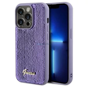 Guess GUHCP13LPSFDGSUiPhone 13 Pro / 13 6.1" lila keménytok Sequin Script Metal