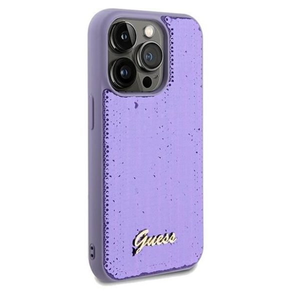 Guess GUHCP13LPSFDGSUiPhone 13 Pro / 13 6.1" lila keménytok Sequin Script Metal