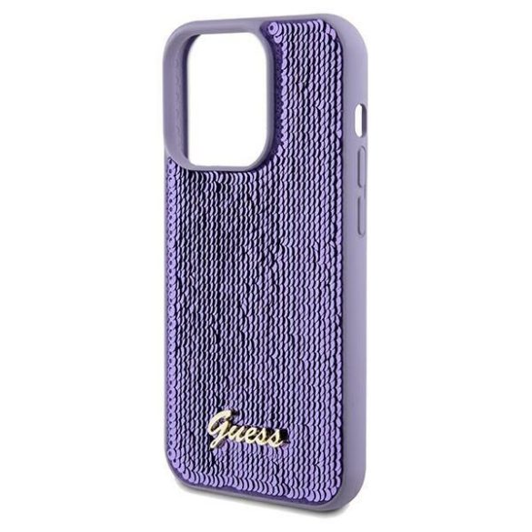 Guess GUHCP13LPSFDGSUiPhone 13 Pro / 13 6.1" lila keménytok Sequin Script Metal