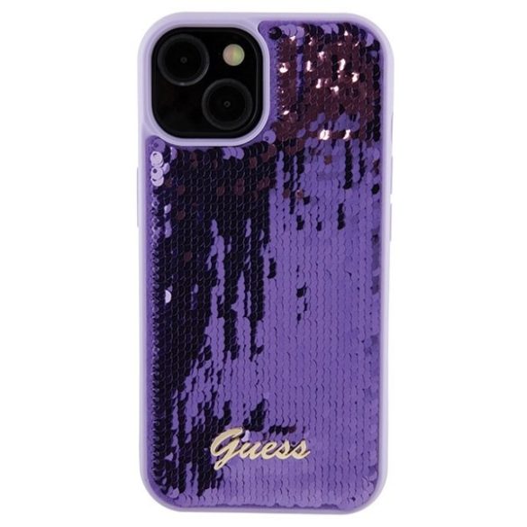 Guess GUHCP15SPSFDGSU iPhone 15 / 14 / 13 6.1" lila keménytok Sequin Script Metal