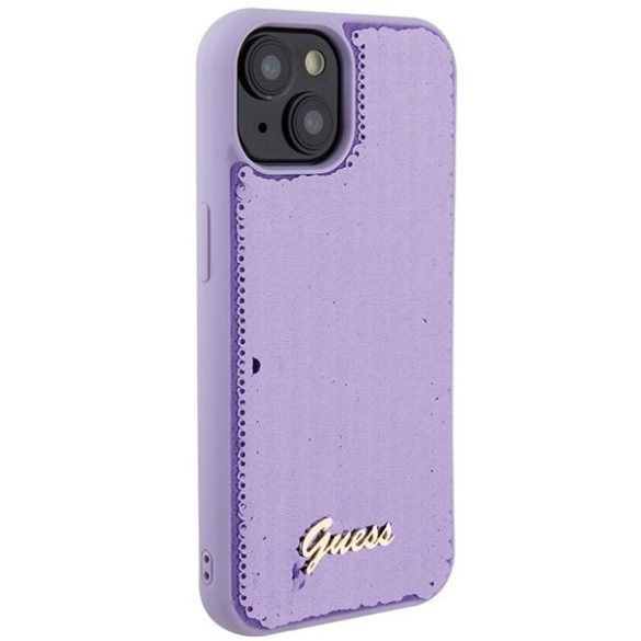 Guess GUHCP15SPSFDGSU iPhone 15 / 14 / 13 6.1" lila keménytok Sequin Script Metal